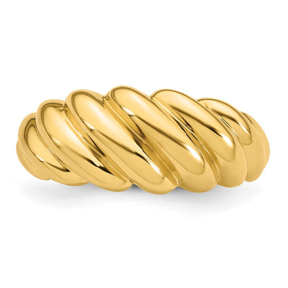14K Yellow Gold Polished Twisted Graduated Domed Size 7 Ring