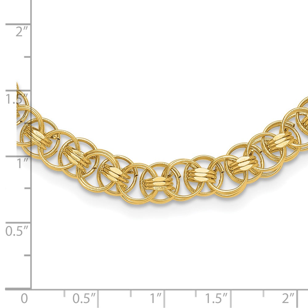 14K Yellow Gold Polished 7.6mm Fancy Double Link 18 Inch Necklace