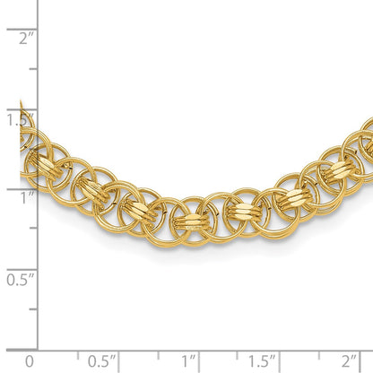 14K Yellow Gold Polished 7.6mm Fancy Double Link 18 Inch Necklace