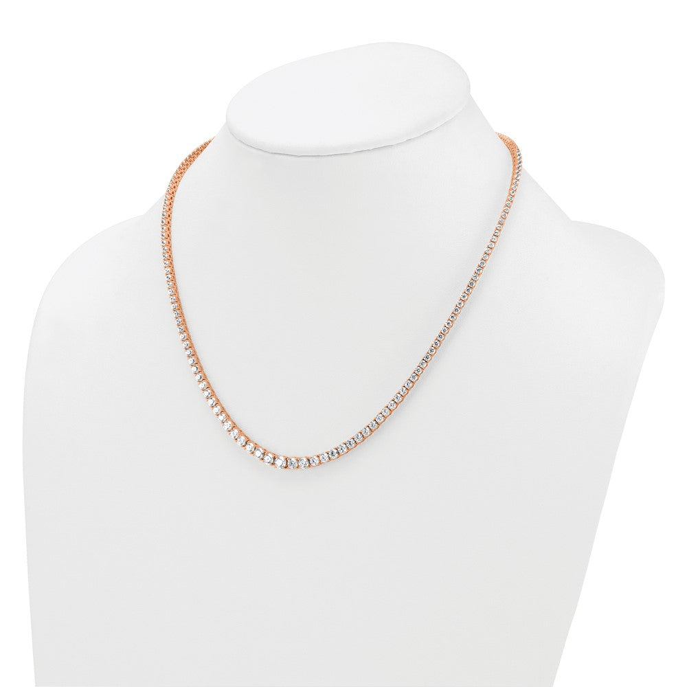 14K Rose Gold 9 7/8 ct Lab Grown Dia VS/SI+ G+ 18 in Grad Tennis Necklace