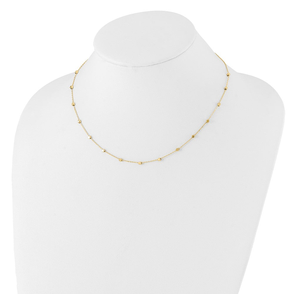 14K Yellow Gold Polished Cube Bead 17 Inch Station Necklace