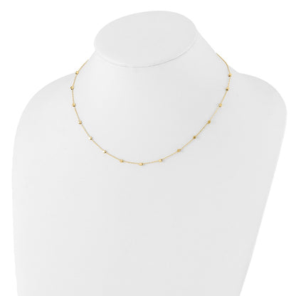 14K Yellow Gold Polished Cube Bead 17 Inch Station Necklace