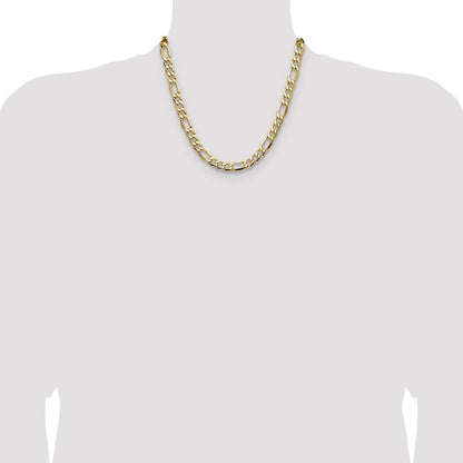14K Yellow Gold 9.4mm Semi-Solid Figaro Chain Necklace