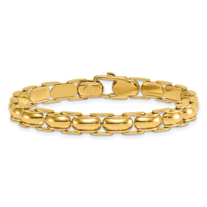 14K Yellow Gold Polished 6.9mm Fancy Link 7.5 Inch Bracelet
