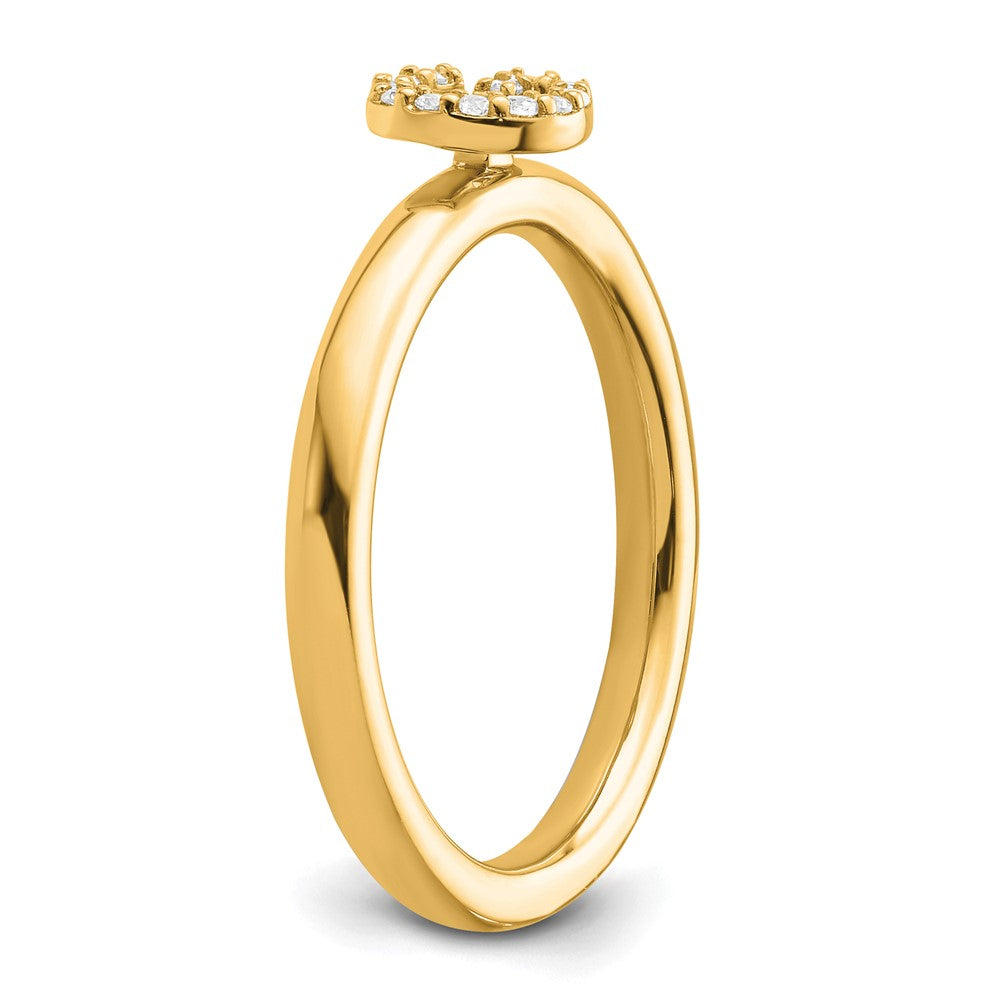 14K Yellow Gold Stackable Diamond Initial G Size 7 Ring