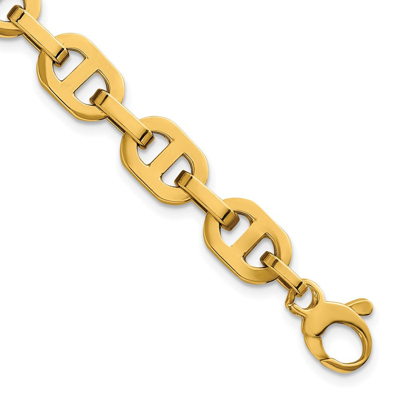 14K Yellow Gold Polished 8.5mm Fancy Anchor Link Chain Bracelet