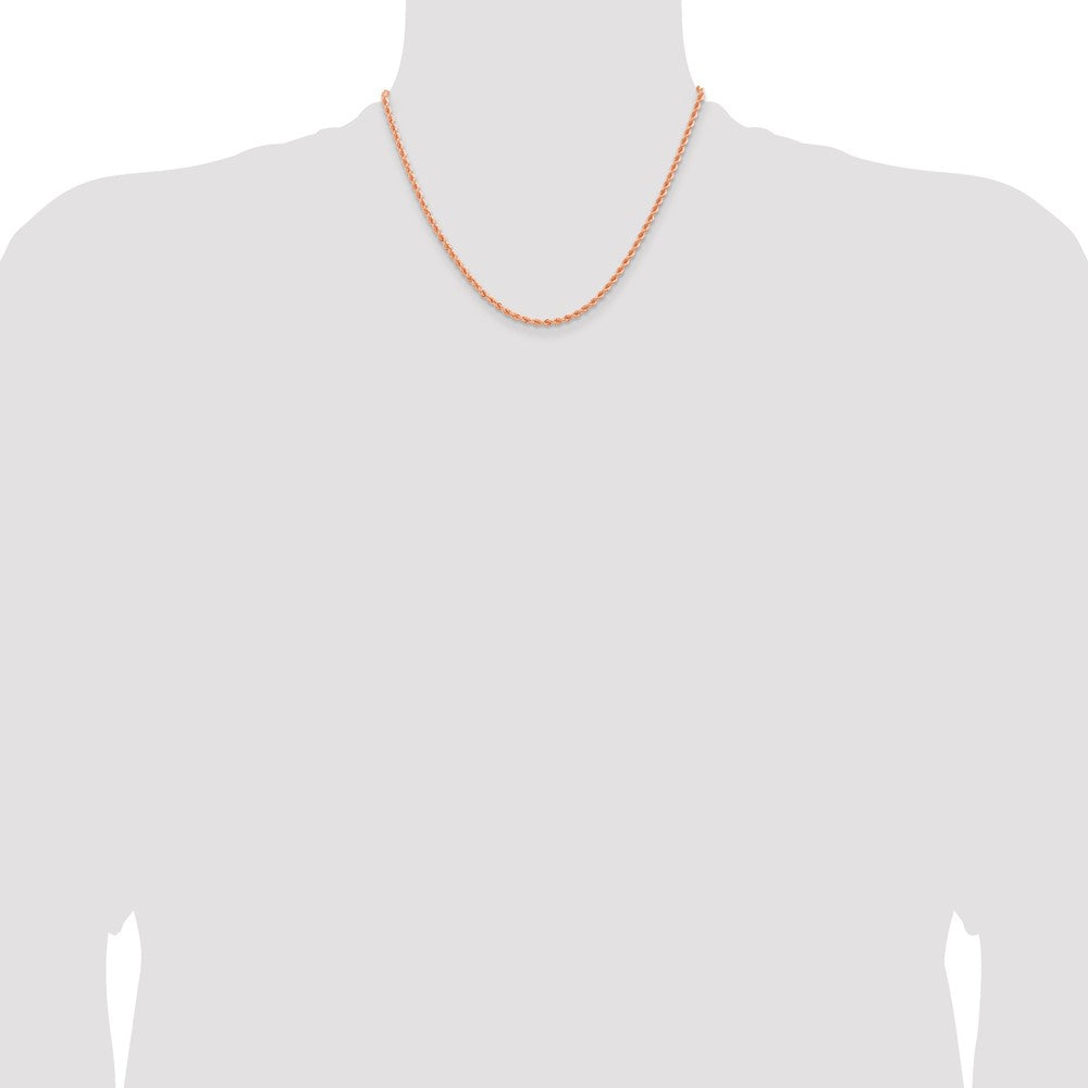 14K Rose Gold 2.75mm Diamond-cut Rope with Lobster Clasp 18 Inch Chain