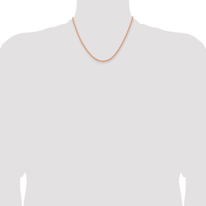 14K Rose Gold 2.75mm Diamond-cut Rope with Lobster Clasp 18 Inch Chain