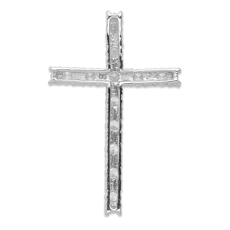 14K White Gold Diamond Latin Cross Pendant, VS dias