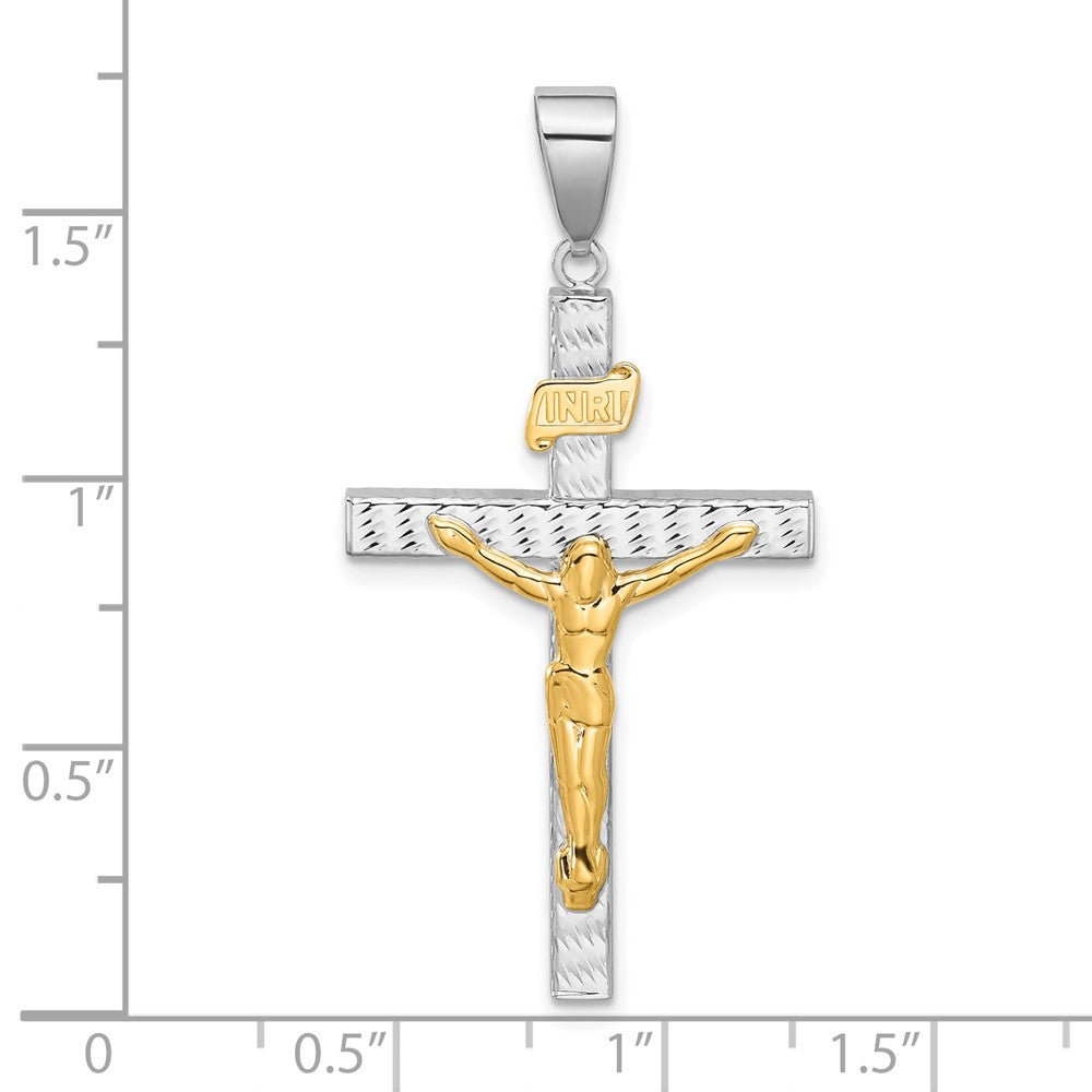 14K Two-Tone Gold Two-tone Polished and Diamond-cut Crucifix Pendant