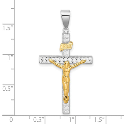 14K Two-Tone Gold Two-tone Polished and Diamond-cut Crucifix Pendant