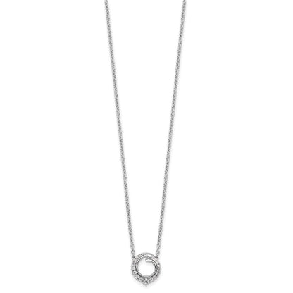 14K White Gold 1/4 carat Diamond Fancy Swirl Circle 18 Inch Necklace