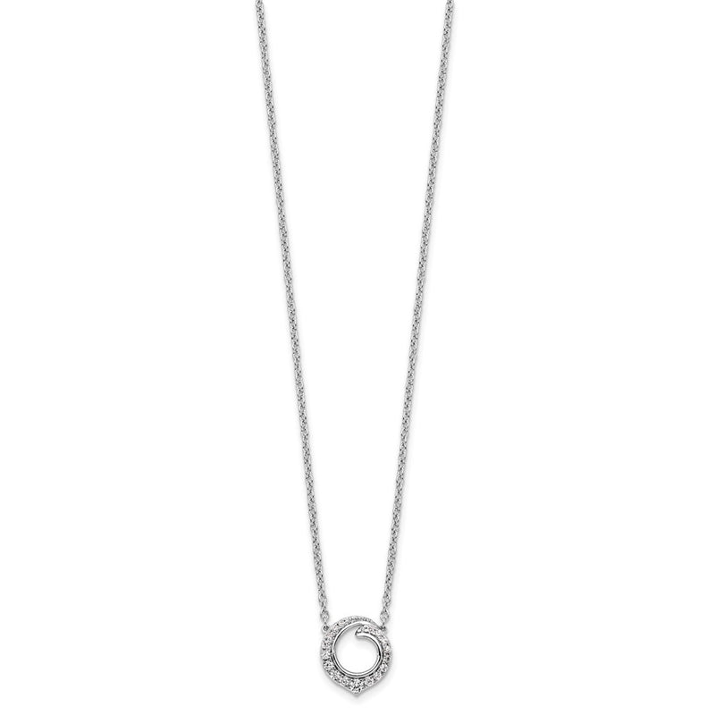 14K White Gold 1/4 carat Diamond Fancy Swirl Circle 18 Inch Necklace