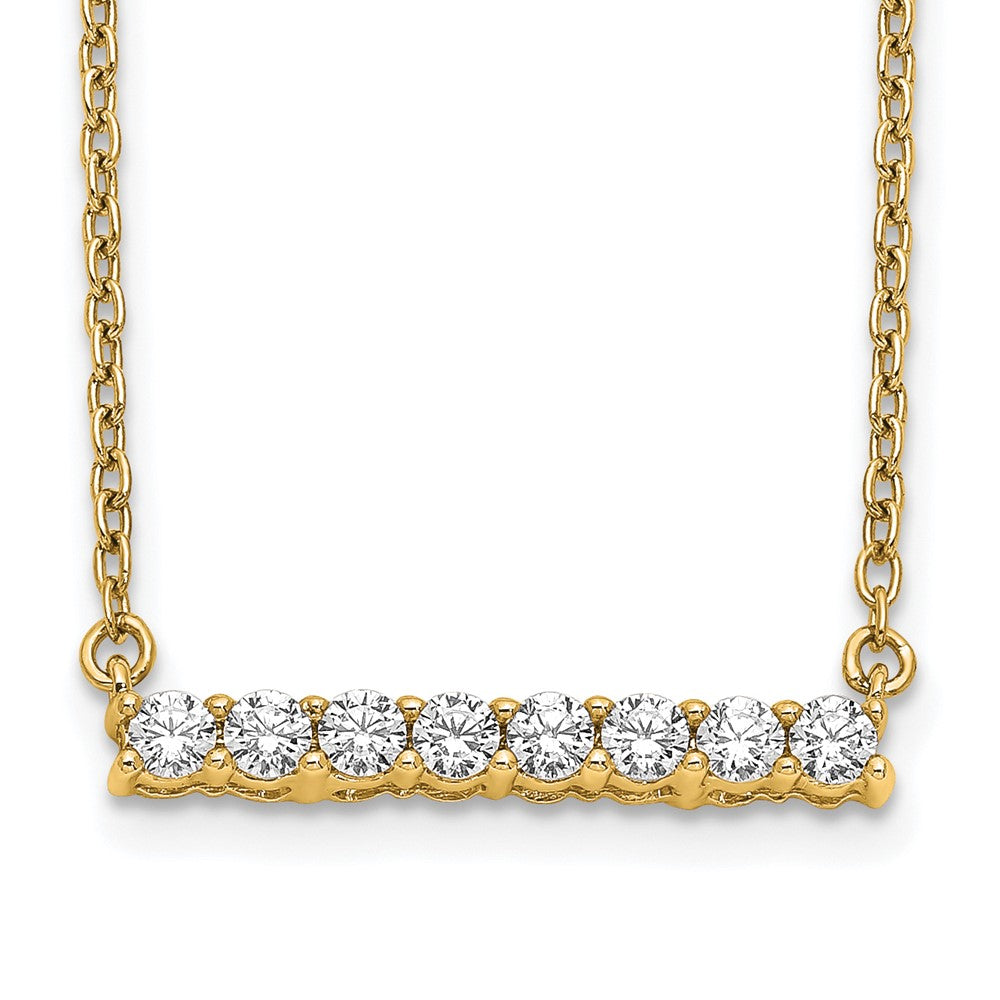 14K Yellow Gold Polished 1/3 carat Diamond Bar 18 Inch Necklace