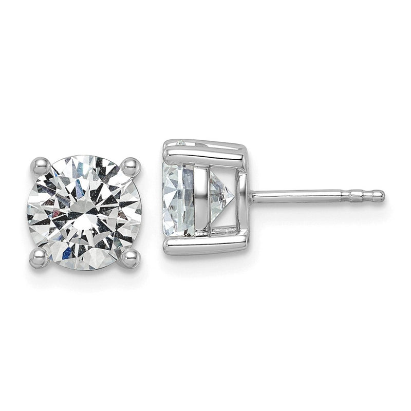 14K White Gold 3 carat Lab Grown Diamond VS+ F+ Round Complete Four Prong Lightweight Stud Earrings