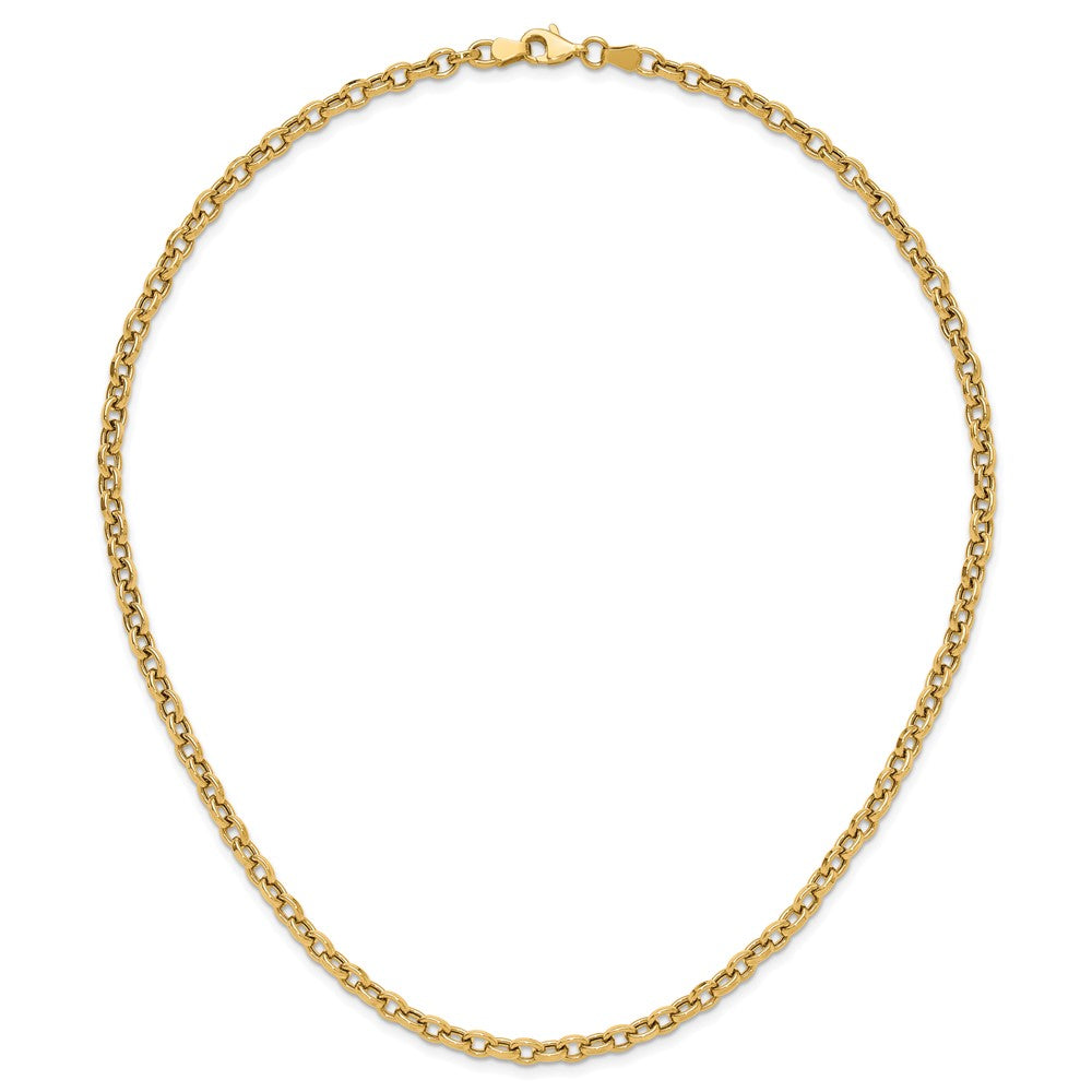 14K Yellow Gold Polished 4.25mm Fancy Oval Cable Link 17.5 Inch Necklace