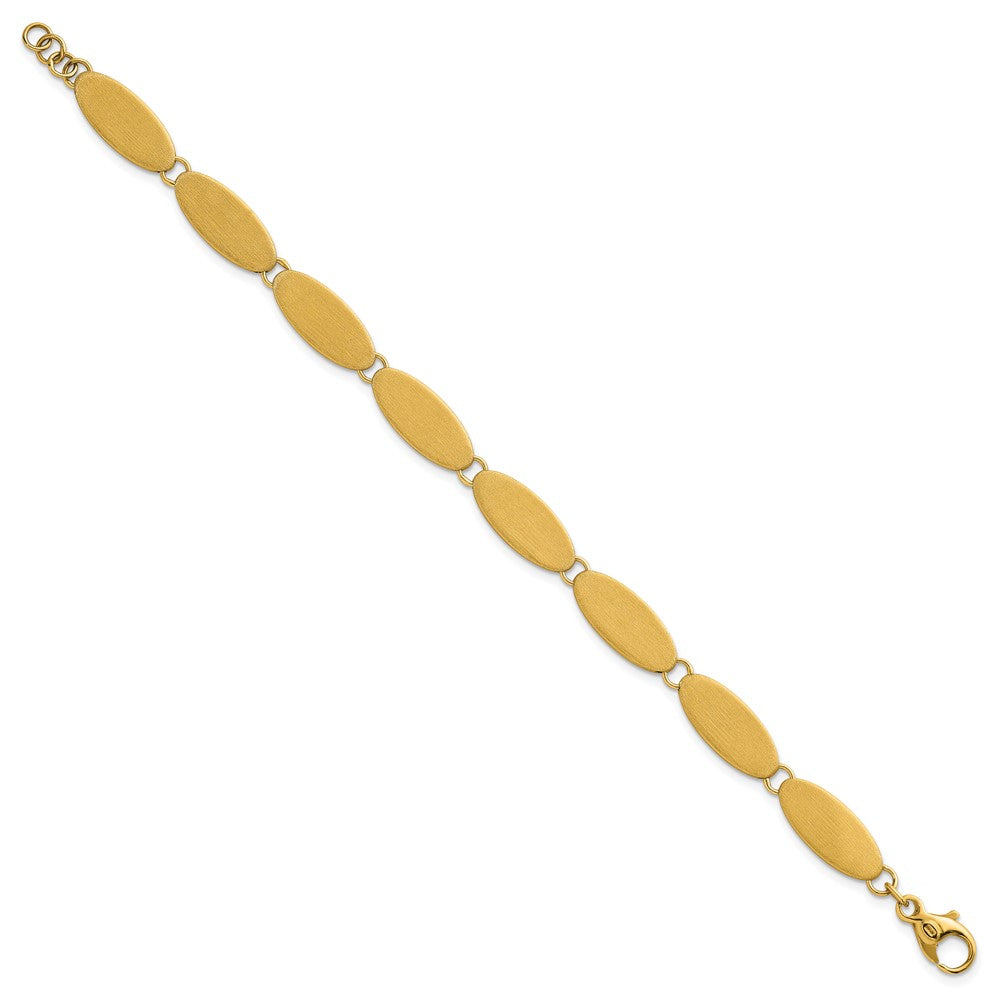 14K Yellow Gold Brushed 8mm Fancy Ovals 7 Inch Bracelet