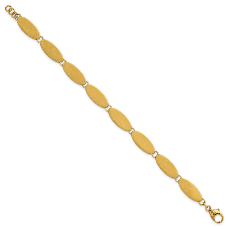14K Yellow Gold Brushed 8mm Fancy Ovals 7 Inch Bracelet
