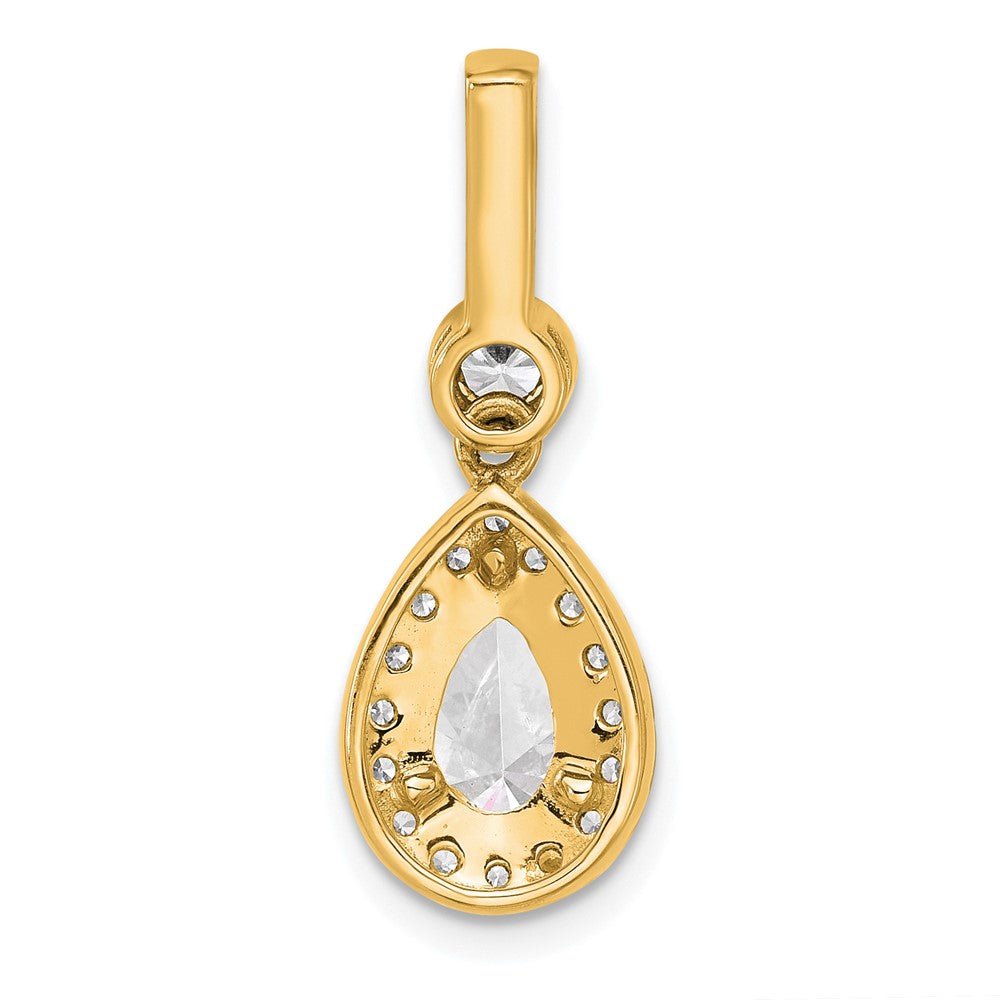 14K Yellow Gold 2 carat Certified Lab Grown Diamond VS+ F+ Pear Complete Halo Pendant