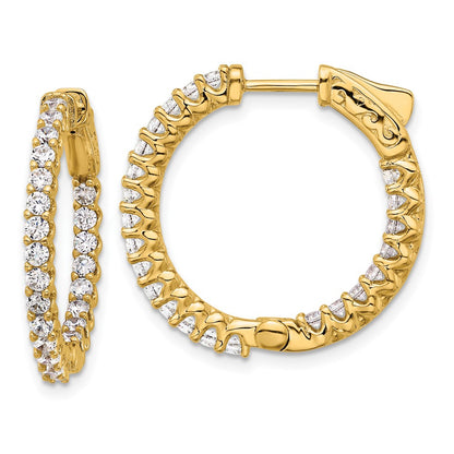 14K Yellow Gold 1.6 carat Diamond In/Out Hoop w/Safety Clasp Earrings