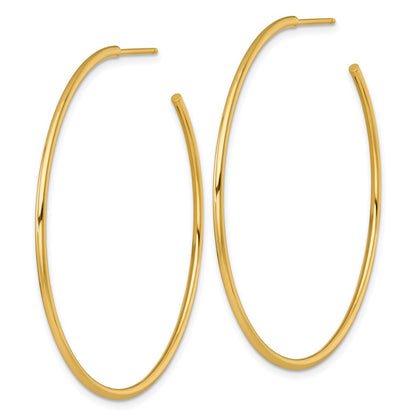 14K Yellow Gold Polished 1.5 x 50mm Solid C-Hoop Post Earrings