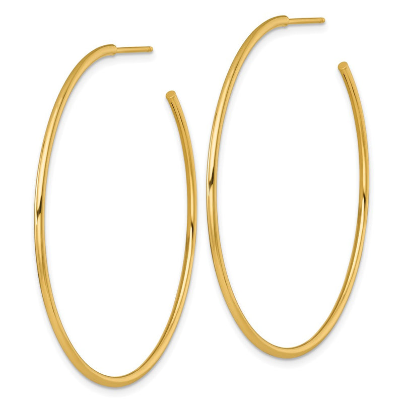 14K Yellow Gold Polished 1.5 x 50mm Solid C-Hoop Post Earrings