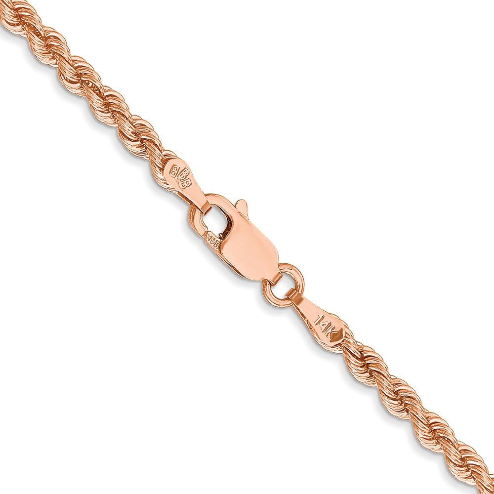 14K Rose Gold 2.75mm Diamond-cut Rope with Lobster Clasp 24 Inch Chain