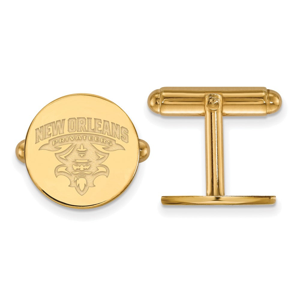 14K Yellow Gold Gold LogoArt University of New Orleans U-N-O Cuff Links