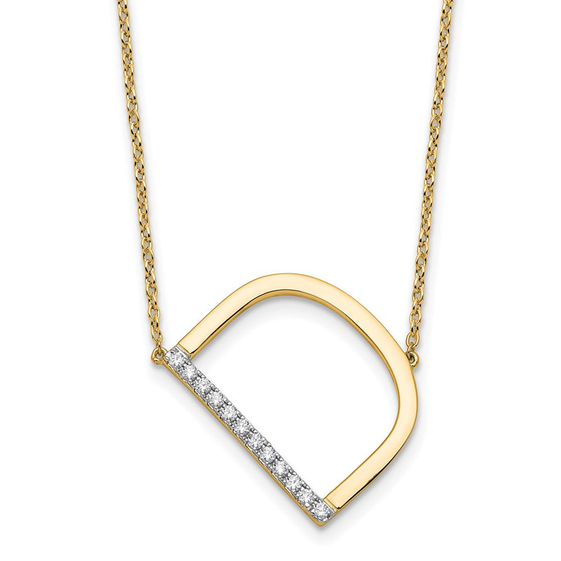 14K Yellow Gold Sideways Diamond Initial D 18 Inch Necklace