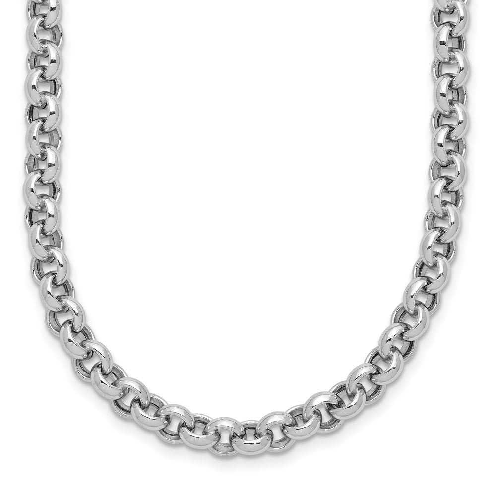 14K White Gold Polished Fancy 5mm Rolo Link 18 Inch Necklace