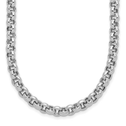 14K White Gold Polished Fancy 5mm Rolo Link 18 Inch Necklace