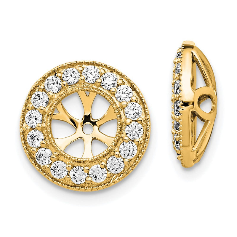 14K Yellow Gold 3/4 carat Diamond Circle Earring Jackets