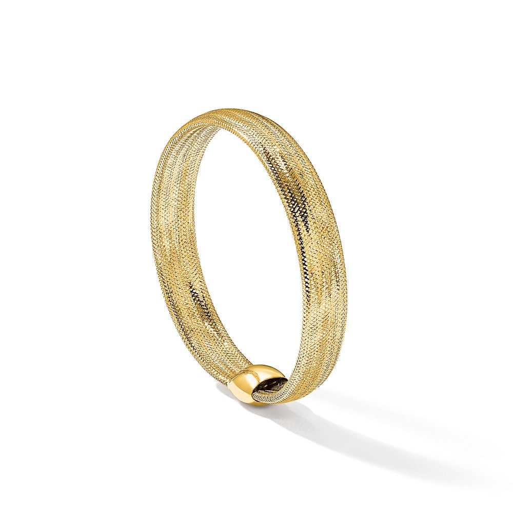 14K Yellow Gold Polished Mesh Stretch Bracelet