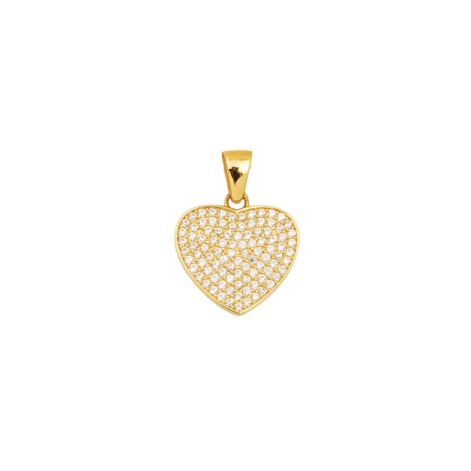 14K Yellow Gold Sparkling Heart Cubic Zirconia Pendant