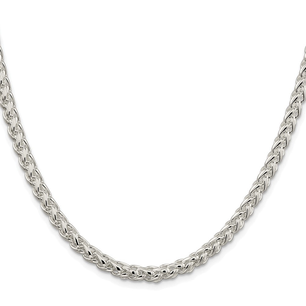 Sterling Silver Rhodium-plated 5mm Round Spiga 26 Inch Chain