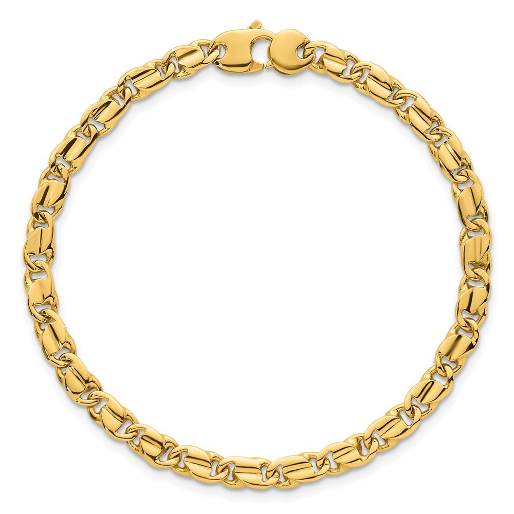 14K Yellow Gold Polished 4.5mm Fancy Flat Link 7.25 Inch Bracelet