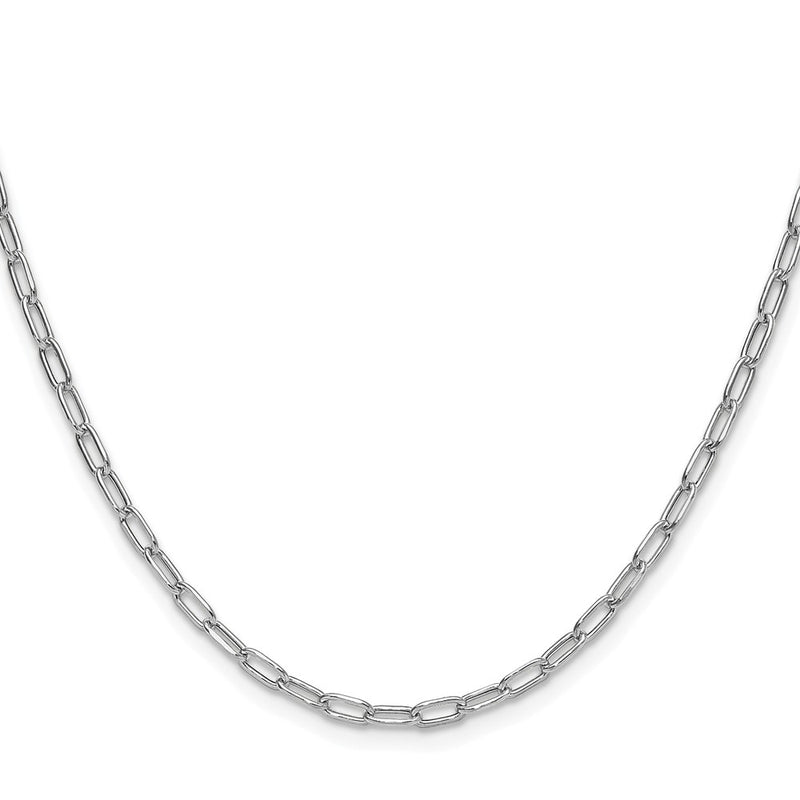 14K White Gold 3.0mm Semi-Solid Beveled Paperclip 18 Inch Chain