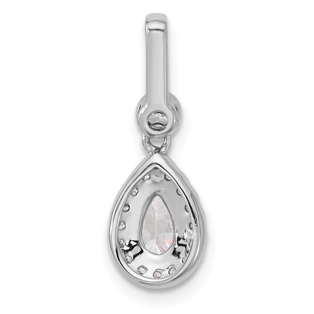 14K White Gold 1 carat Lab Grown Diamond VS/SI+ G+ Pear Complete Halo Pendant