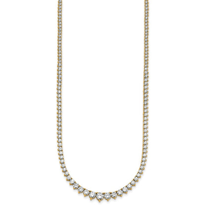 14K Yellow Gold 10 1/10 carat Lab Grown Diamond VS/SI+ G+ Complete Round 16 Inch Graduated Tennis Necklace