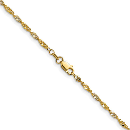 14K Yellow Gold with Rhodium 1.9mm Singapore 20 Inch Chain