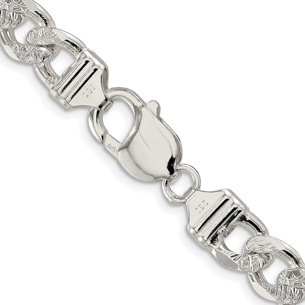Sterling Silver Rhodium-plated 9.5mm Pav‚ Flat Figaro Chain Necklace