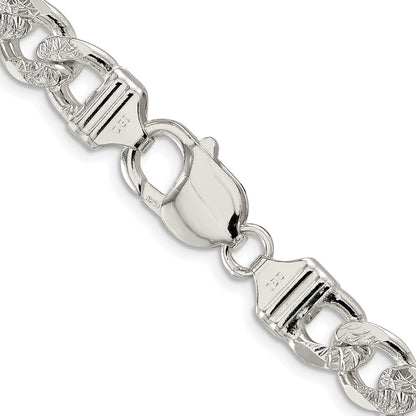 Sterling Silver Rhodium-plated 9.5mm Pav‚ Flat Figaro Chain Necklace