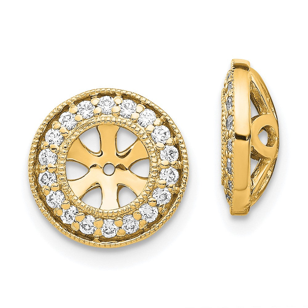 14K Yellow Gold 1/3 carat Diamond Circle Earring Jackets
