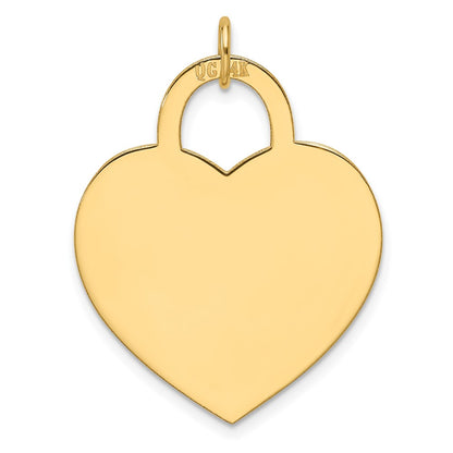 14K Yellow Gold Plain .013 Gauge Engravable Heart 23.6x24.8mm Disc Charm