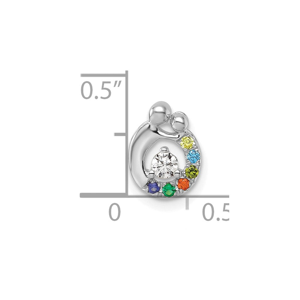 14K White Gold 6 Birthstone and Dia Mother/Child Chain Slide Semi-mount