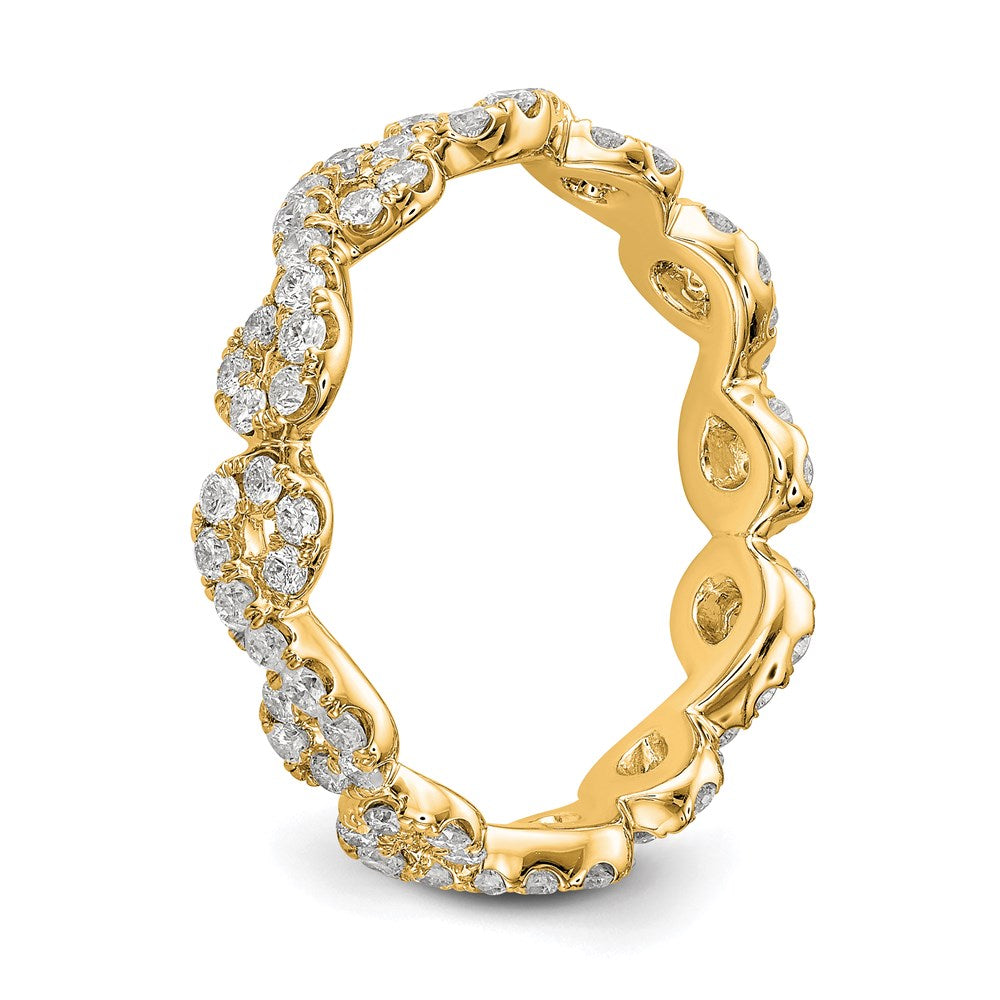 14K Yellow Gold Polished Infinity Shared U Prong Size 6.5 Diamond Eternity Wedding Band Ring