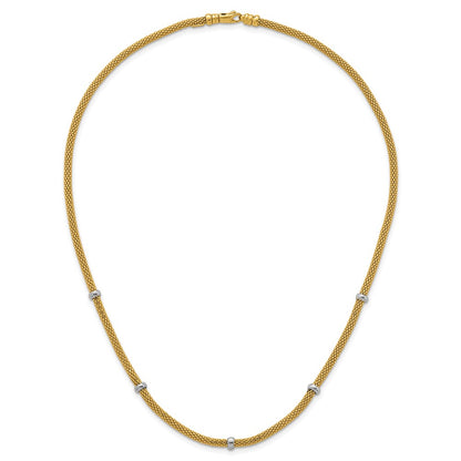 14K Two-Tone Gold Two-tone Polished 7.5mm Fancy Mesh With Bead 18 Inch Necklace
