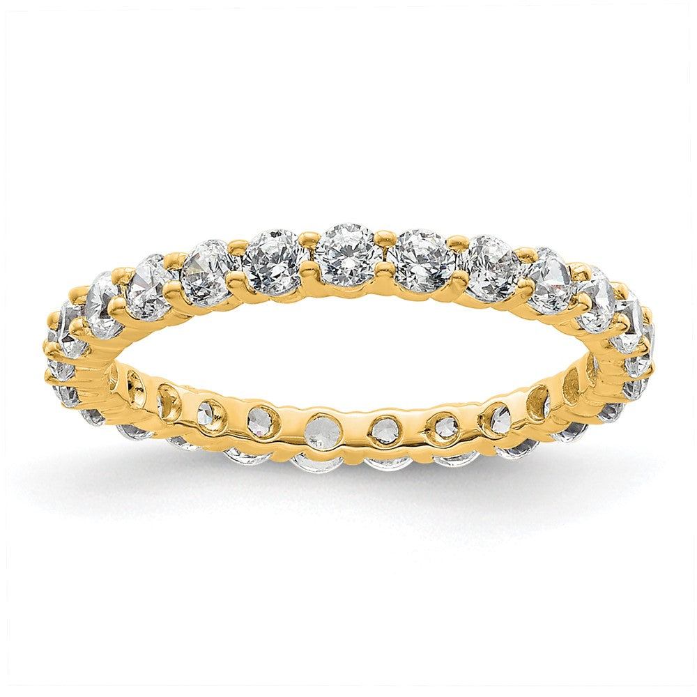 14K Yellow Gold Polished Size 4.5 Shared Prong 1 carat Diamond Complete Eternity Wedding Band Ring