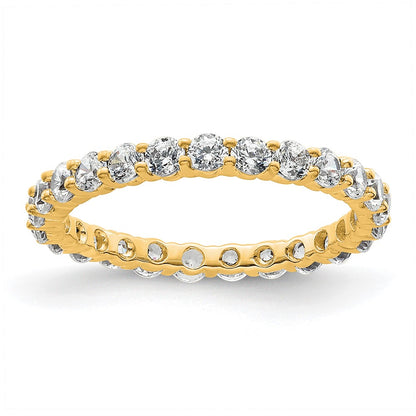 14K Yellow Gold Polished Size 4.5 Shared Prong 1 carat Diamond Complete Eternity Wedding Band Ring