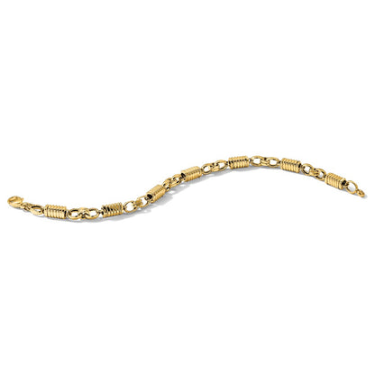 14K Yellow Gold Polished and Grooved 5.4mm Fancy Link 8.5 Inch Mens Bracelet